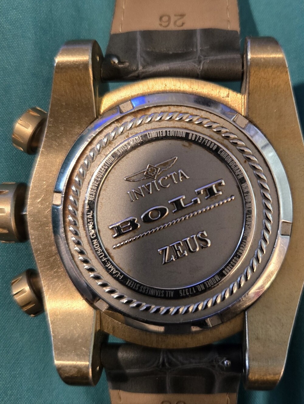 Invicta Two-Tone Blue Dial Chronograph Watch.